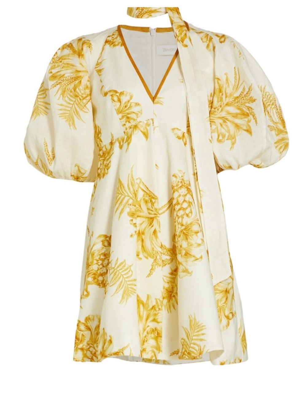 Zimmermann Day Puff Sleeve Linen Minidress Cream Gold
Size 0 US 4
